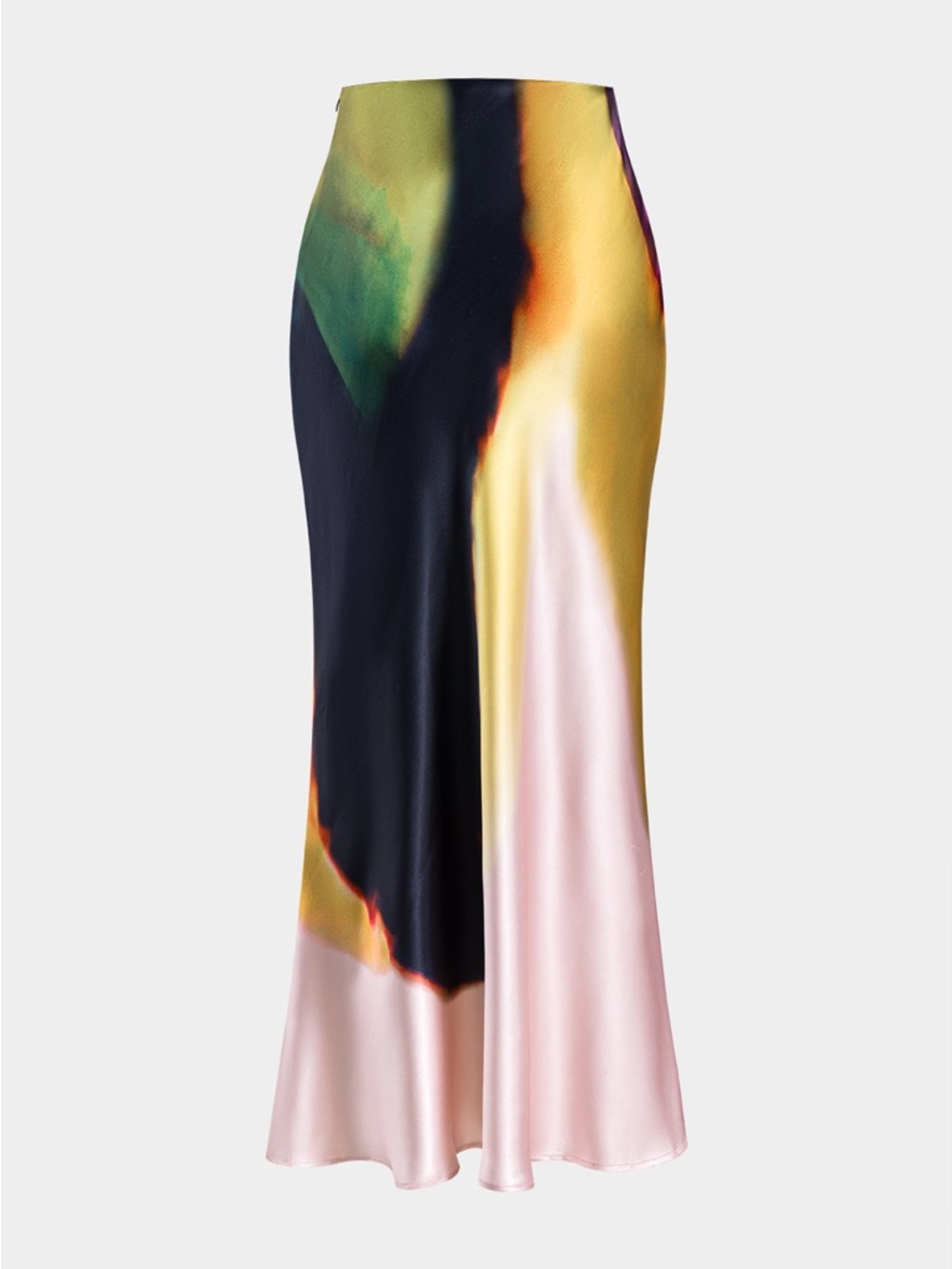Contrast Print Satin Zipper Skirt size Large - Picture 4 of 5